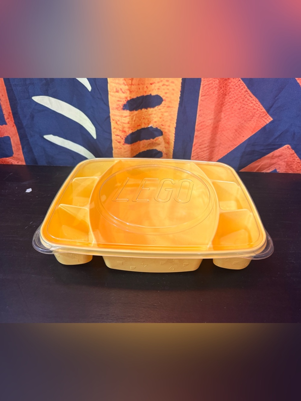 Lego Orange Multi-Compartment Storage Tray with Clear Lid